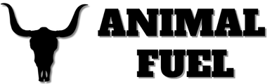 A black silhouette of a longhorn skull is to the left of bold, black text that reads ANIMAL FUEL—an image that captures the bold spirit powering innovative AI marketing—on a light background.