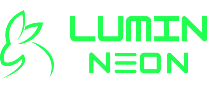 A minimalist green outline of a rabbit’s head sits next to the words “LUMIN NEON” in bold, futuristic green font on a light gray background, reflecting innovation in AI marketing.